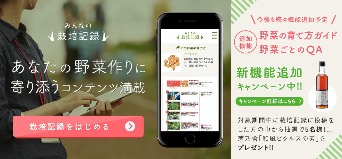 【シェア畑ご利用者様向けキャンペーン!】シェア畑利用特典WEBアプリ-「みんなの栽培記録」アップデートキャンペーン